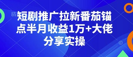 短剧推广拉新番茄锚点半月收益1万+大佬分享实操