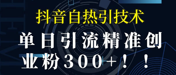 抖音自热引流，单日引流精准创业粉300+